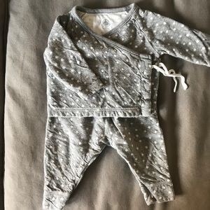 Petit bateau 2-piece kimono style top and pant
